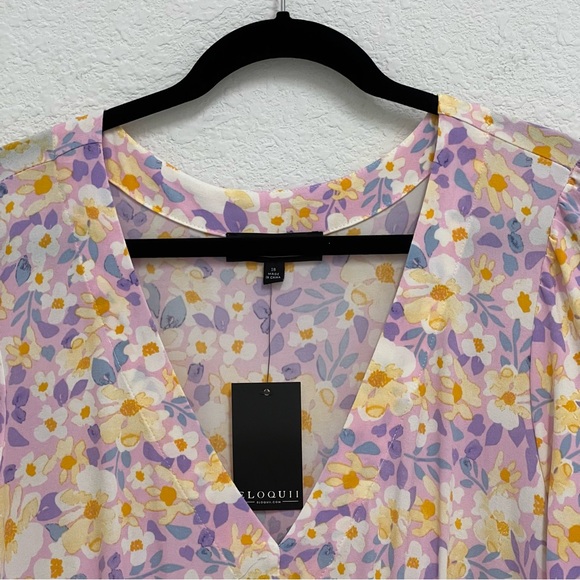 Eloquii Pastel Floral Tiered Long Sleeve Maxi Dress NWT - Picture 7 of 10